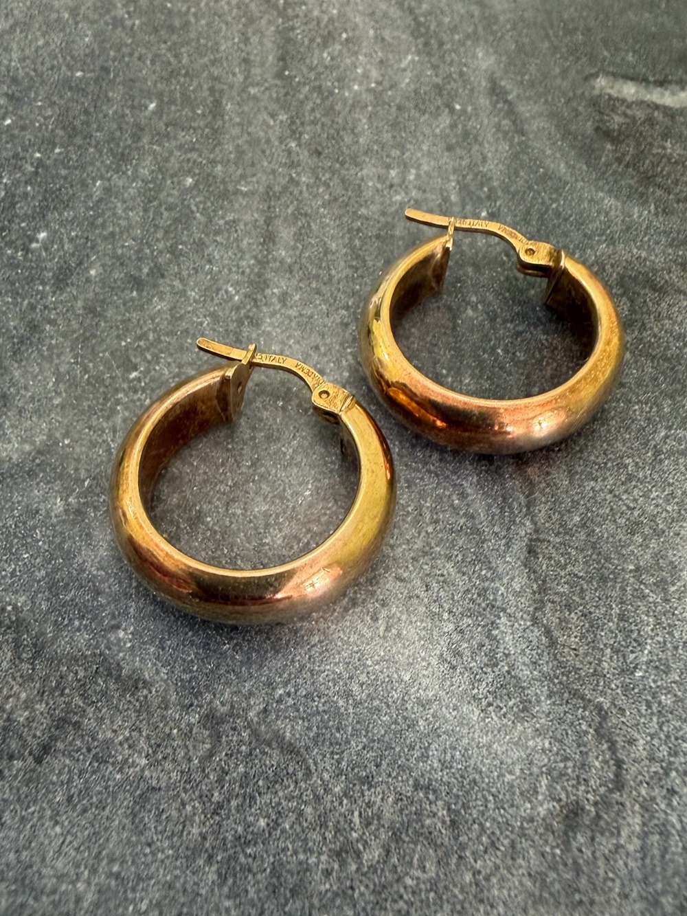 Vintage Gold Sterling 3/4 inch Hoop Earrings - Picture 9 of 11